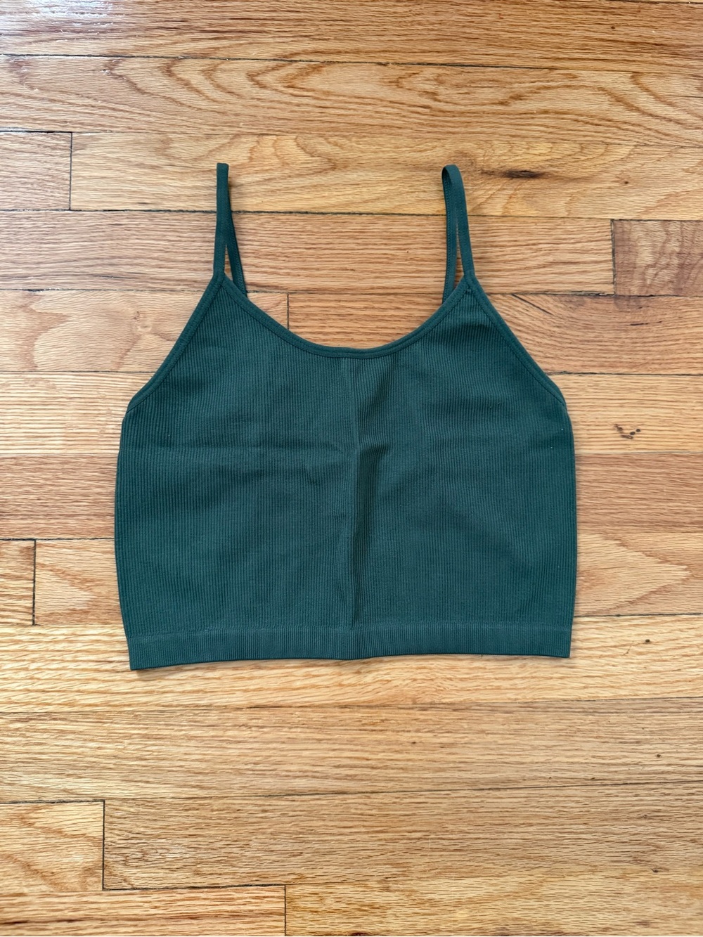 Forest Green Ribbed Cropped Tank Top